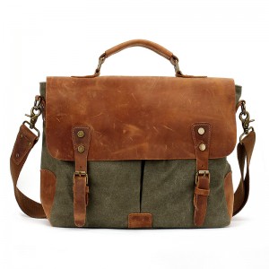 AT1 MESSENGER I VINTAGE™ Mallette porte-documents en canvas et cuir naturel, sac à bandoulière 5 couleurs 